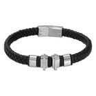 iXXXi JEWELRY MEN iXXXi JEWELRY LEATHER BRACELET BLACK SILVER STEEL DENZEL