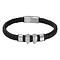 iXXXi JEWELRY MEN iXXXi JEWELRY  LEREN ARMBAND MET STALEN SLUITING ZWART SILVER MODEL DENZEL