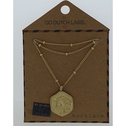 GO-DUTCH LABEL Go Dutch Label Edelstahl Halskette Short Unicorn Gold