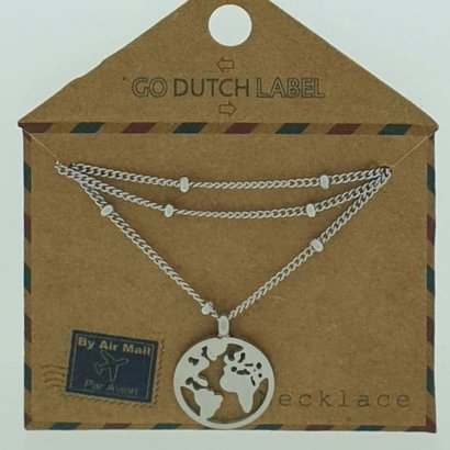 GO-DUTCH LABEL Go Dutch Label Stainless Steel Necklace Short with pendant World Silver