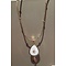 GO-DUTCH LABEL Go Dutch Label Stainless Steel Necklace Short with Drop-shaped pendant with white mother-of-pearl Gold-colored with a small natural stone