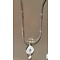 GO-DUTCH LABEL Go Dutch Label Stainless Steel Necklace Short with Drop-shaped pendant with white mother-of-pearl Silver-colored with a small natural stone