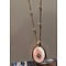 GO-DUTCH LABEL Go Dutch Label Stainless Steel Necklace Short with Oval shaped pendant with natural stone Gold colored with a small natural stone