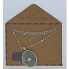 GO-DUTCH LABEL Go Dutch Label Necklace with Oval shaped pendant with natural stone Silver colored