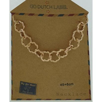 GO-DUTCH LABEL Go Dutch Label Edelstalen Ketting Ronde Schakels 45 cm. Rosegoudkleurig