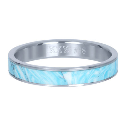 IXXXI JEWELRY RINGEN iXXXi Jewelry Vulring 4mm Zilverkleurig Staal Ceramic Blue Paradise