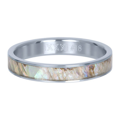 IXXXI JEWELRY RINGEN iXXXi Jewelry Vulring 4mm Zilverkleurig Staal Grey Schelp