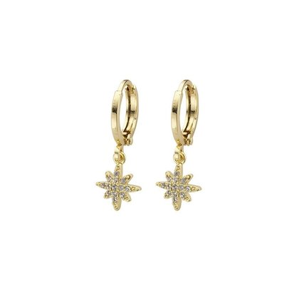 BIBA OORBELLEN Biba Creole 12mm Gold oder Silber mit einem North Star Anhänger Strass