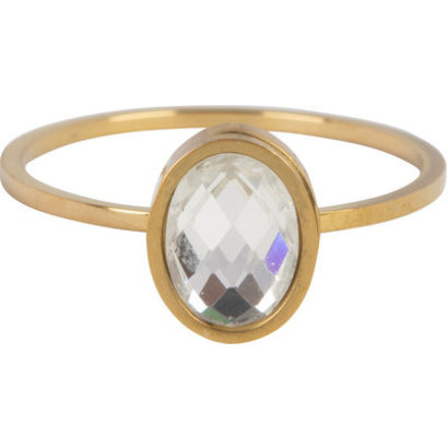 CHARMIN'S Charmins Ring Modern Oval Crystal CZ Stahl Gold