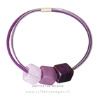 CUBE COLLECTION CUBE KETTING Mizuki 2 lijns Purple Aubergine Shiny met 3 Cubes