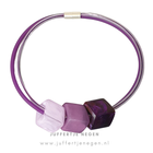 CUBE COLLECTION CUBE NECKLACE Mizuki 2 lines Purple Aubergine Shiny with 3 Cubes