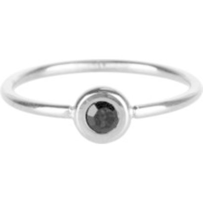 CHARMIN'S Charmins ring Donut Black Crystal Steel Silver