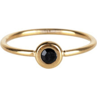 CHARMIN'S Charmins ring Donut Black Crystal Steel Gold