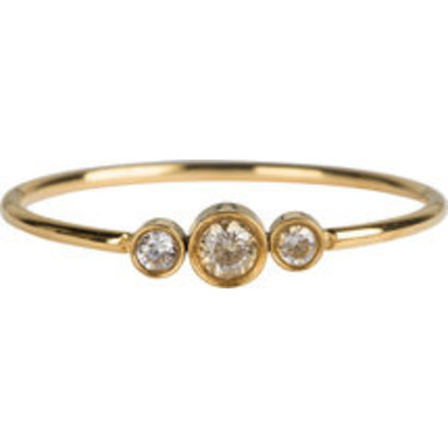 CHARMIN'S Charmins Ring Glänzende Drillinge Kristall Stahl Gold