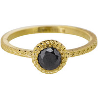 CHARMIN'S Charmins Ring Iconic Vintage Schwarz Zirkonia Stahl Gold