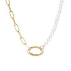 iXXXi JEWELRY IXXXI JEWELRY Necklace Square Chain Pearl Gold Plated Steel
