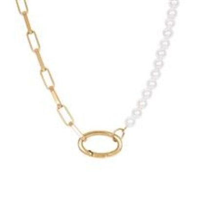 iXXXi JEWELRY IXXXI JEWELRY Necklace Square Chain Pearl Gold Plated Steel