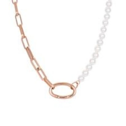 iXXXi JEWELRY IXXXI JEWELRY Necklace Square Chain Pearl Rose Gold Plated Steel