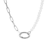 iXXXi JEWELRY IXXXI JEWELRY Necklace Square Chain Pearl Silver colored Steel