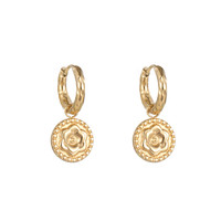 GO-DUTCH LABEL Go Dutch Label Earrings with Charm Flower Gold colored