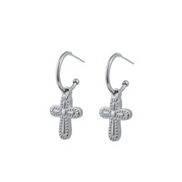 GO-DUTCH LABEL Go Dutch Label Earrings with Charm Cross Silver colored