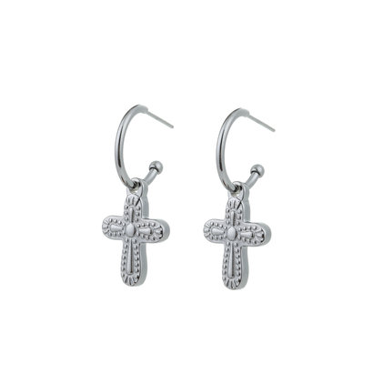 GO-DUTCH LABEL Go Dutch Label Ohrringe mit Charm Cross Silberfarben