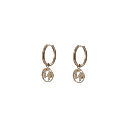 GO-DUTCH LABEL Go Dutch Label Earrings with Charm Globe Gold colored