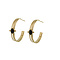 GO-DUTCH LABEL Go Dutch Label Earring with Onyx stone Gold colored