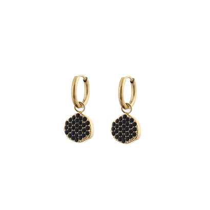 GO-DUTCH LABEL Go Dutch Label Earrings with Charm black zirconia stones Gold colored