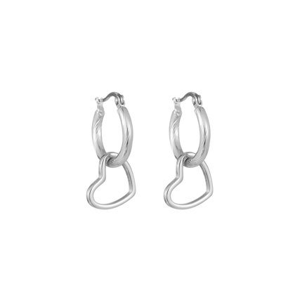 GO-DUTCH LABEL Go Dutch Label Earrings with a Heart Silver colored