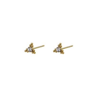GO-DUTCH LABEL Go Dutch Label Ear Studs Triangle with Zirconia Gold colored