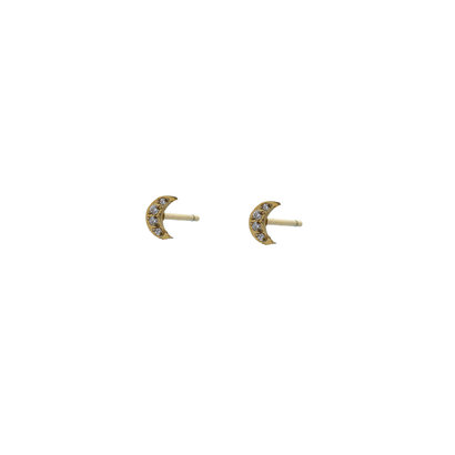 GO-DUTCH LABEL Go Dutch Label Ear Studs Moon with Zirconia stones Gold colored