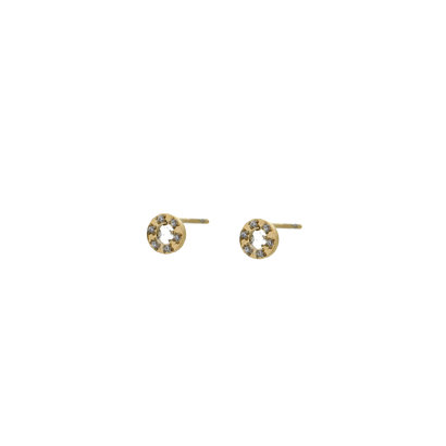 GO-DUTCH LABEL Go Dutch Label Ear Studs Circle with Zirconia stones Gold colored