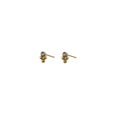 GO-DUTCH LABEL Go Dutch Label Ear Studs Bali Style Small with Zirconia Gold colored