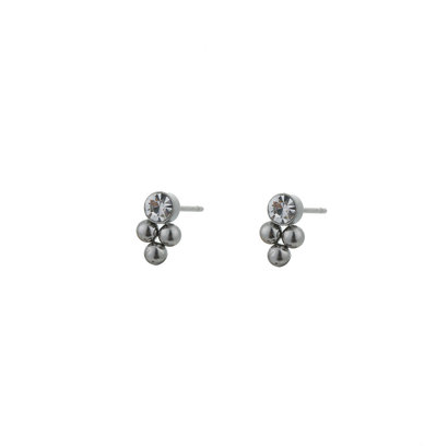 GO-DUTCH LABEL Go Dutch Label Ear Studs Bali Style with Zirconia Silver Colored