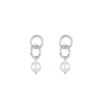 GO-DUTCH LABEL Go Dutch Label Ear Stud With Pearl Charm Silver Colored