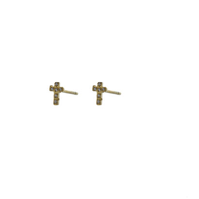 GO-DUTCH LABEL Go Dutch Label Ohrstecker Kreuz mit Zirkonia Steinen Goldfarben