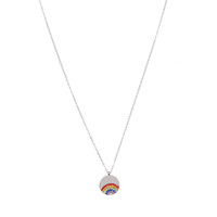 GO-DUTCH LABEL Go Dutch Label Necklace with Round Charm Rainbow Silver colored