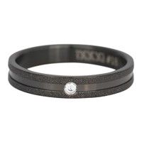 IXXXI JEWELRY RINGEN iXXXi Jewelry Washer 0.4 cm Steel Sandblased Cristal Stone Ring Black