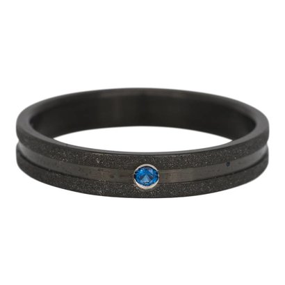IXXXI JEWELRY RINGEN iXXXi Jewelry Vulring 0.4 cm Staal Sandblased Blue Stone Ring Black