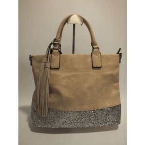 Beige handtas met glitter