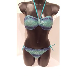 Fei Bikini bloem kant groen-blauw