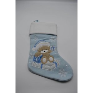 Kerstsok baby babyblauw met naam