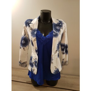 Witte vest blauwe bloemen M-XL