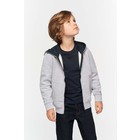 k486 kinder vest met kap en rits 280gr geborstelde fleece aan binnekant. contrast kleuren.