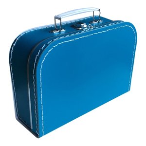 Koffer 25 cm cobalt blauw bedrukt