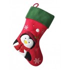 kerst sok rood pinguin geborduurd met naam