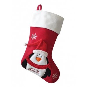 kerst sok rood pinguin geborduurd met naam