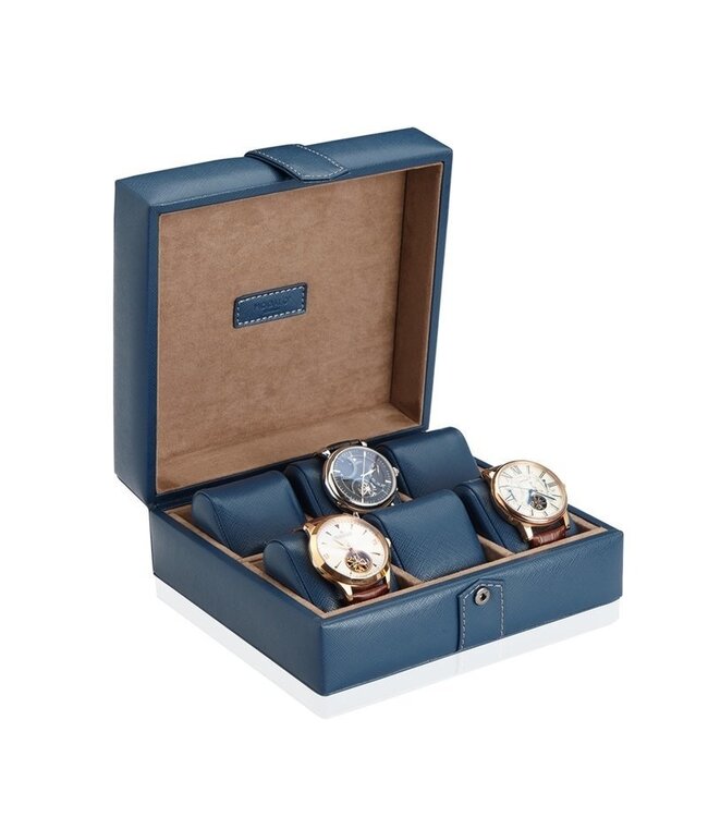 Modalo Uhrenbox Gallante für 6 Uhren Blau