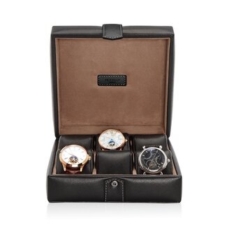 Modalo Uhrenbox Gallante für 6 Uhren Schwarz Leder